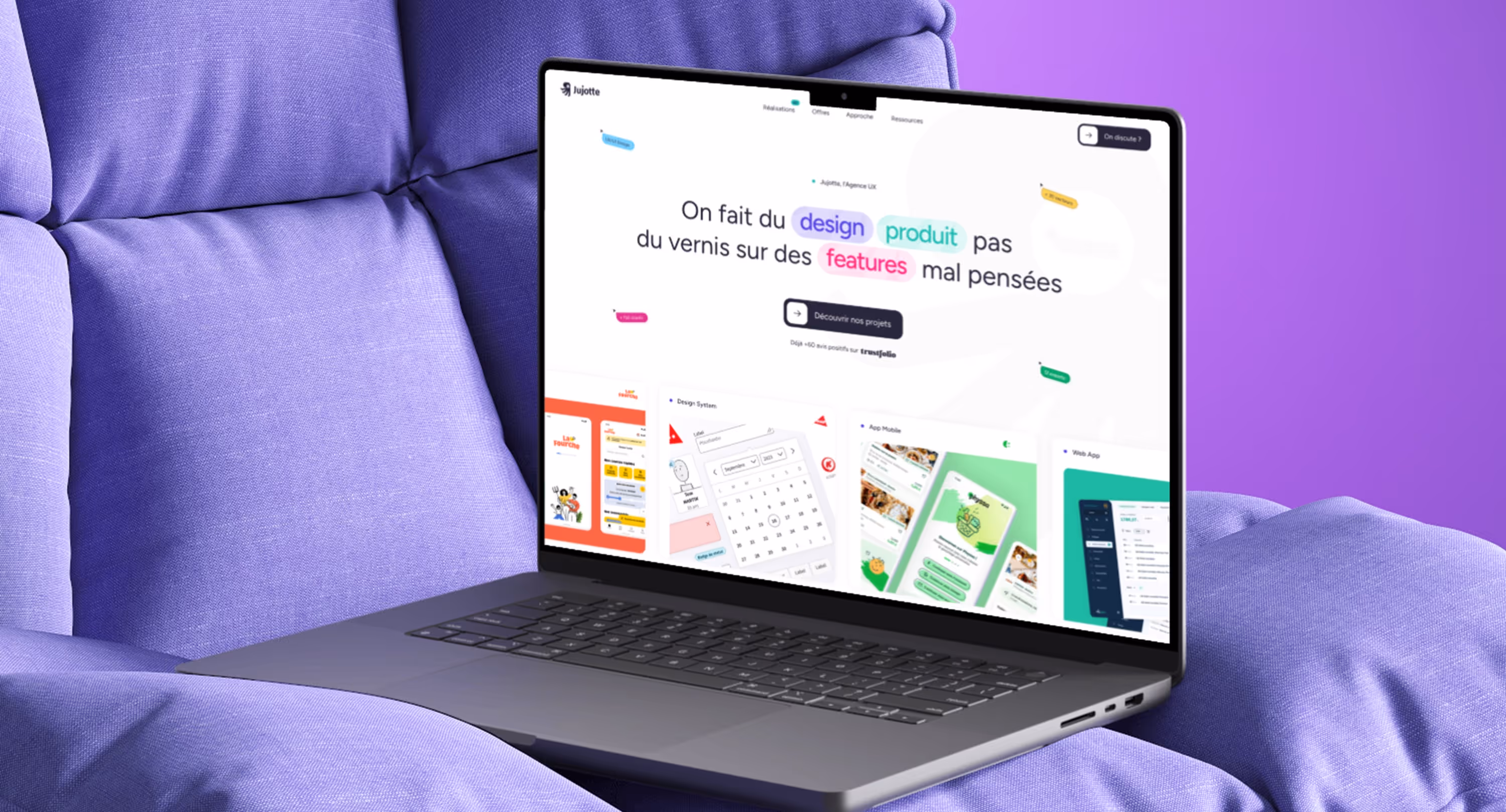 Mockup du site de l'agence Jujotte