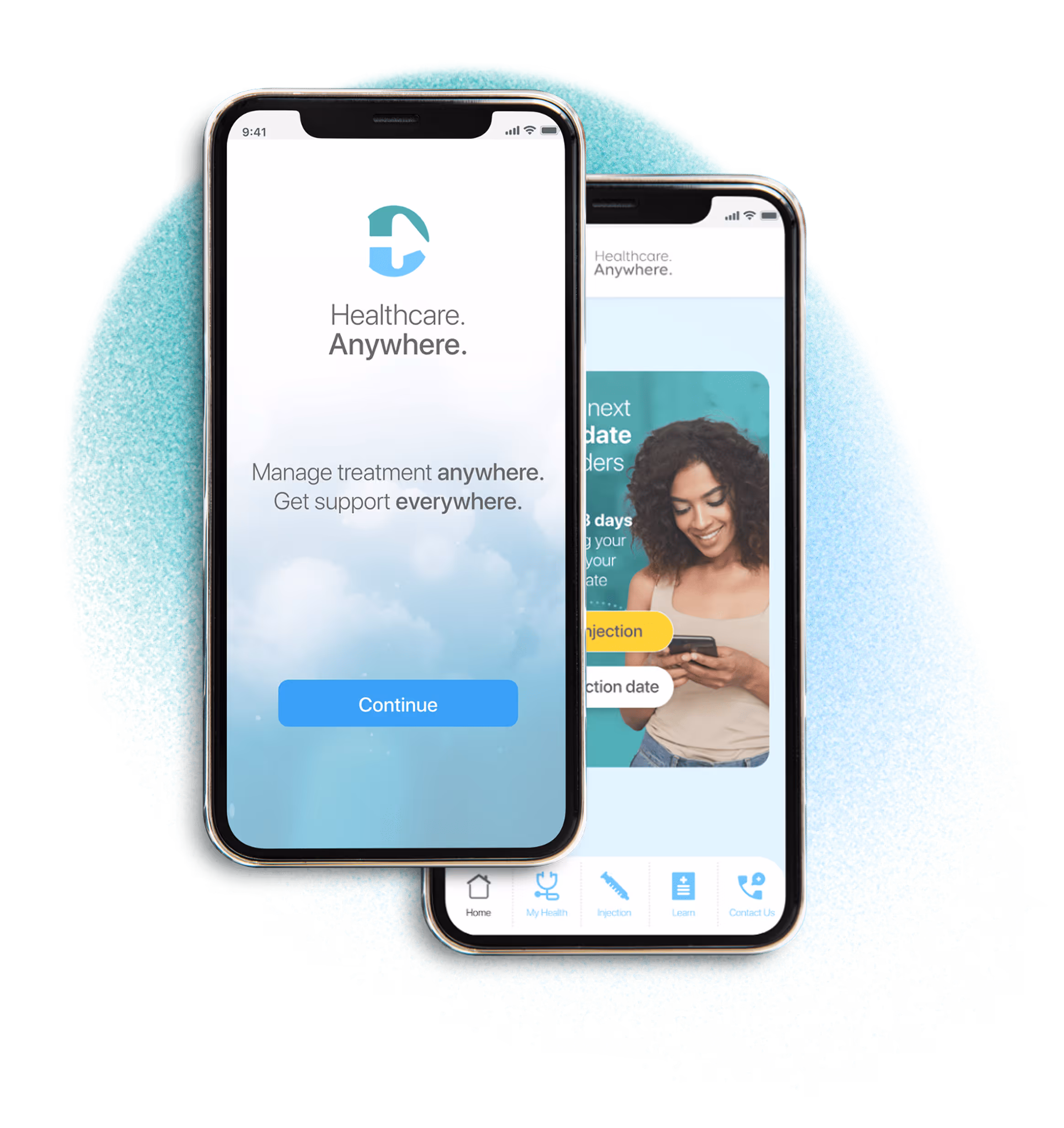 2 app screens showing the Healthcare Anywhere concept designs. 