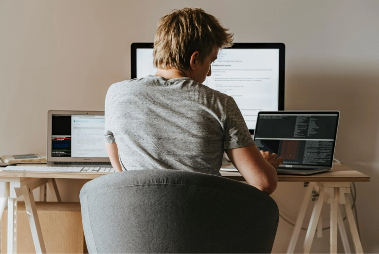 boy working on a office