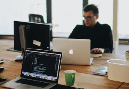 working with a laptop