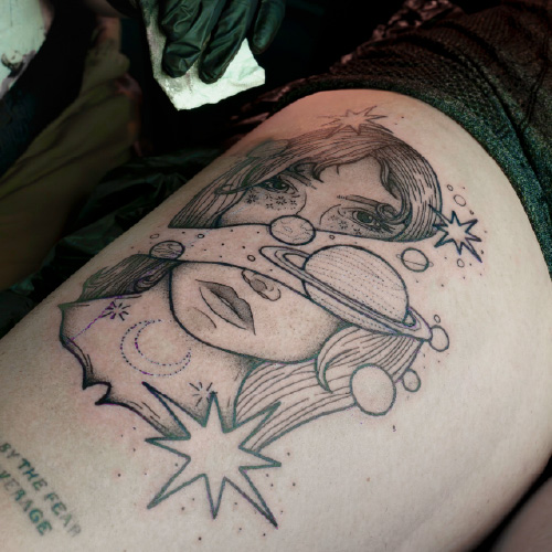 Floral and illustrative tattoos at Tenko Tattoo