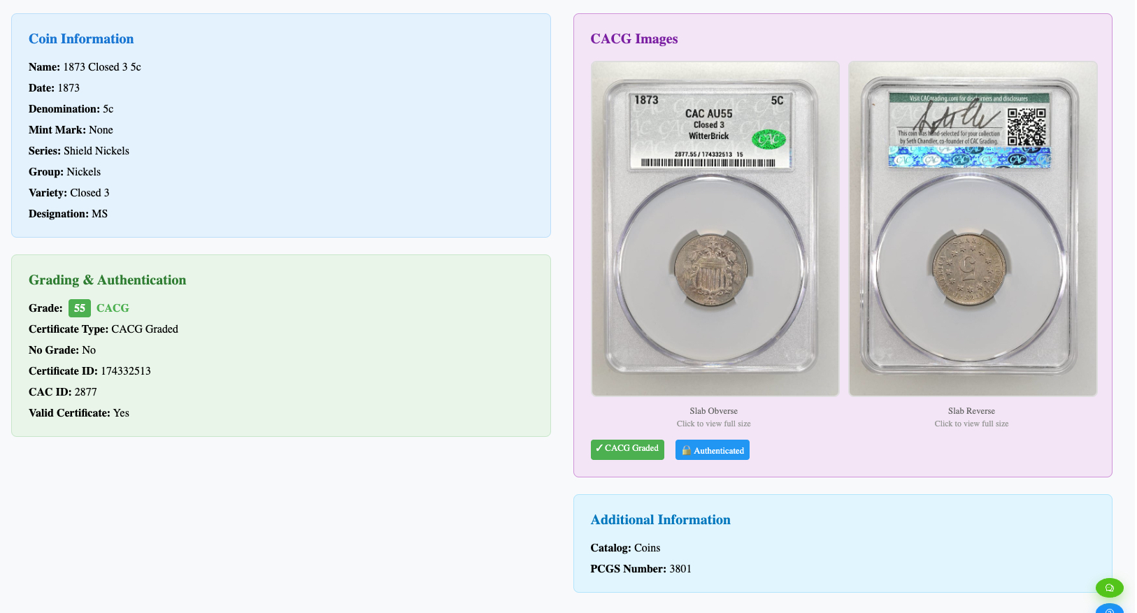 MyCoinWorX Coin Collection Inventory Management for Collectors Solo Dealers and Shops CACG Integration