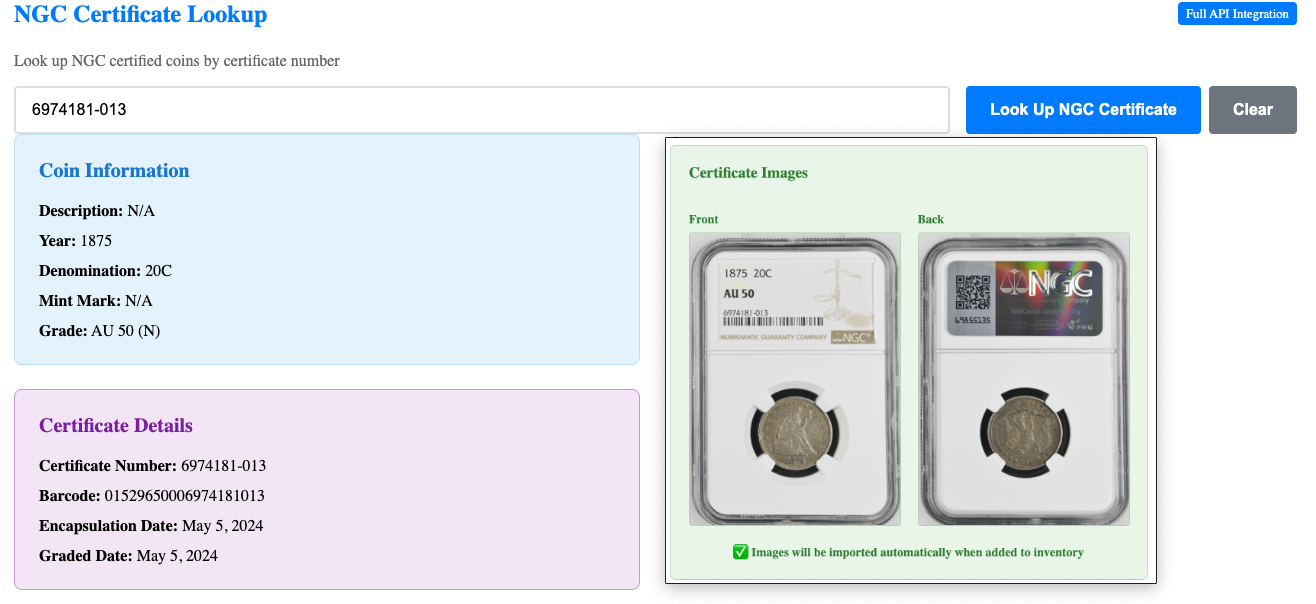MyCoinWorX Coin Collection Inventory Management for Collectors Solo Dealers and Shops NGC Integration