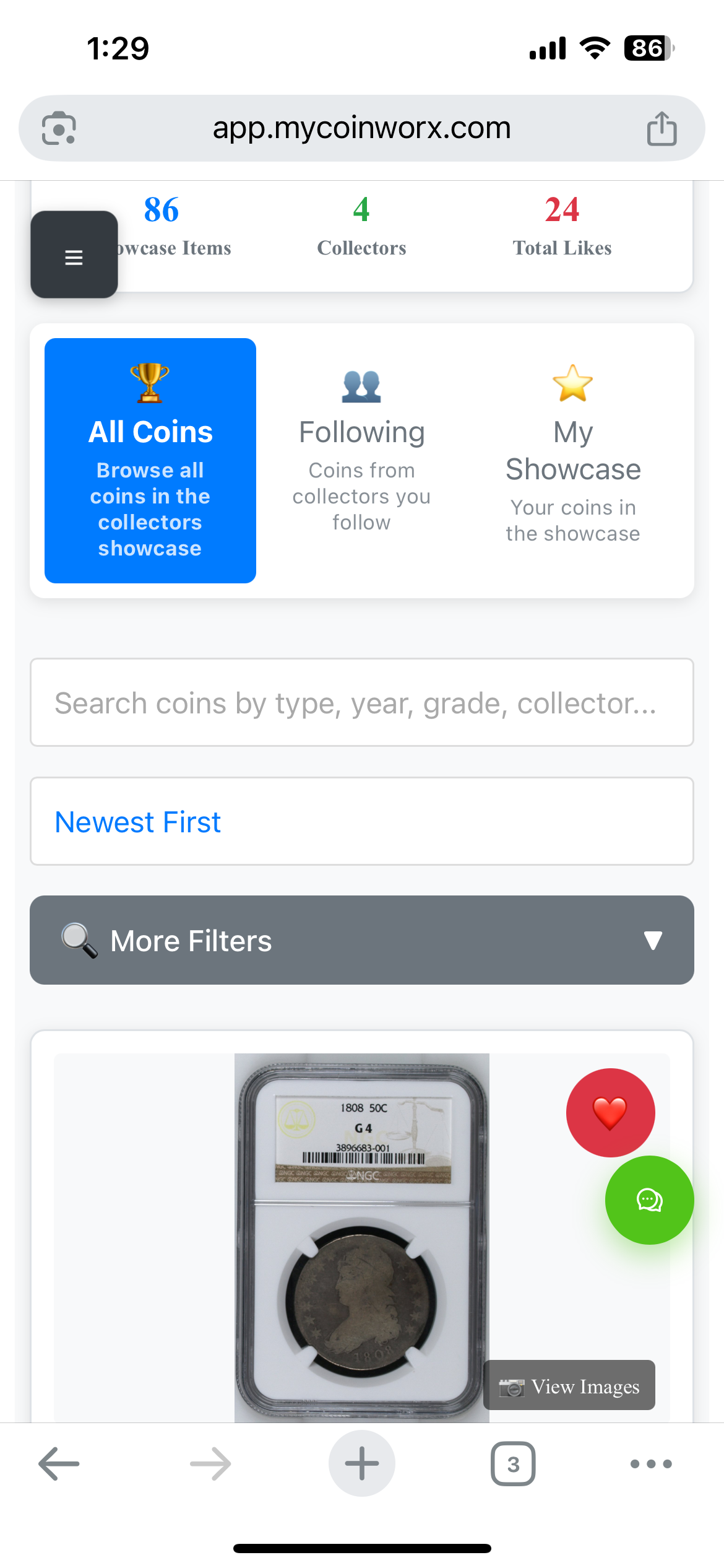 MyCoinWorX coin collection management system for collectors solo dealers and shops access from a computer