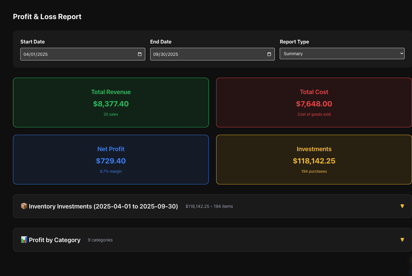 MyCoinWorX Profit and Loss Reports