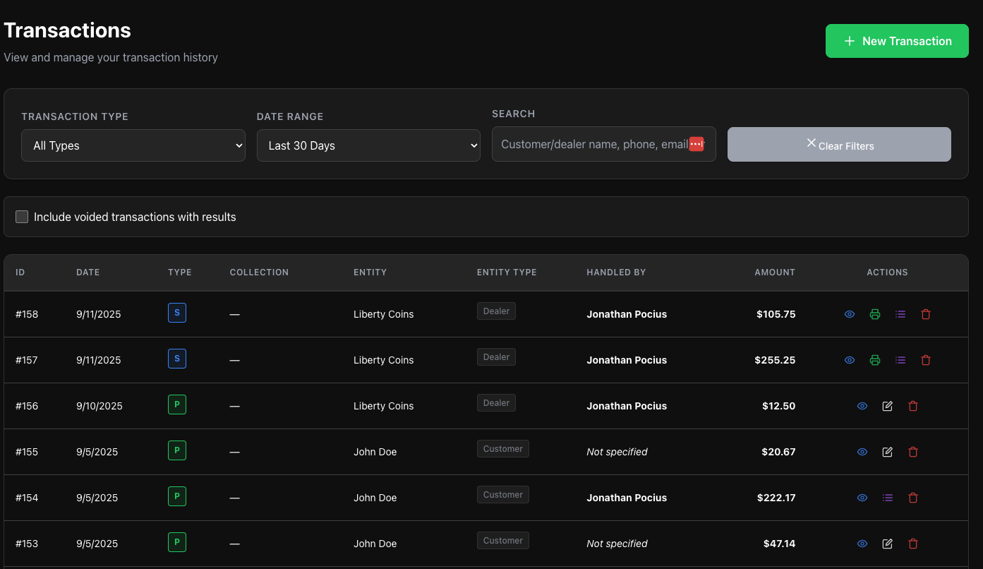 MyCoinWorX Daily transactions