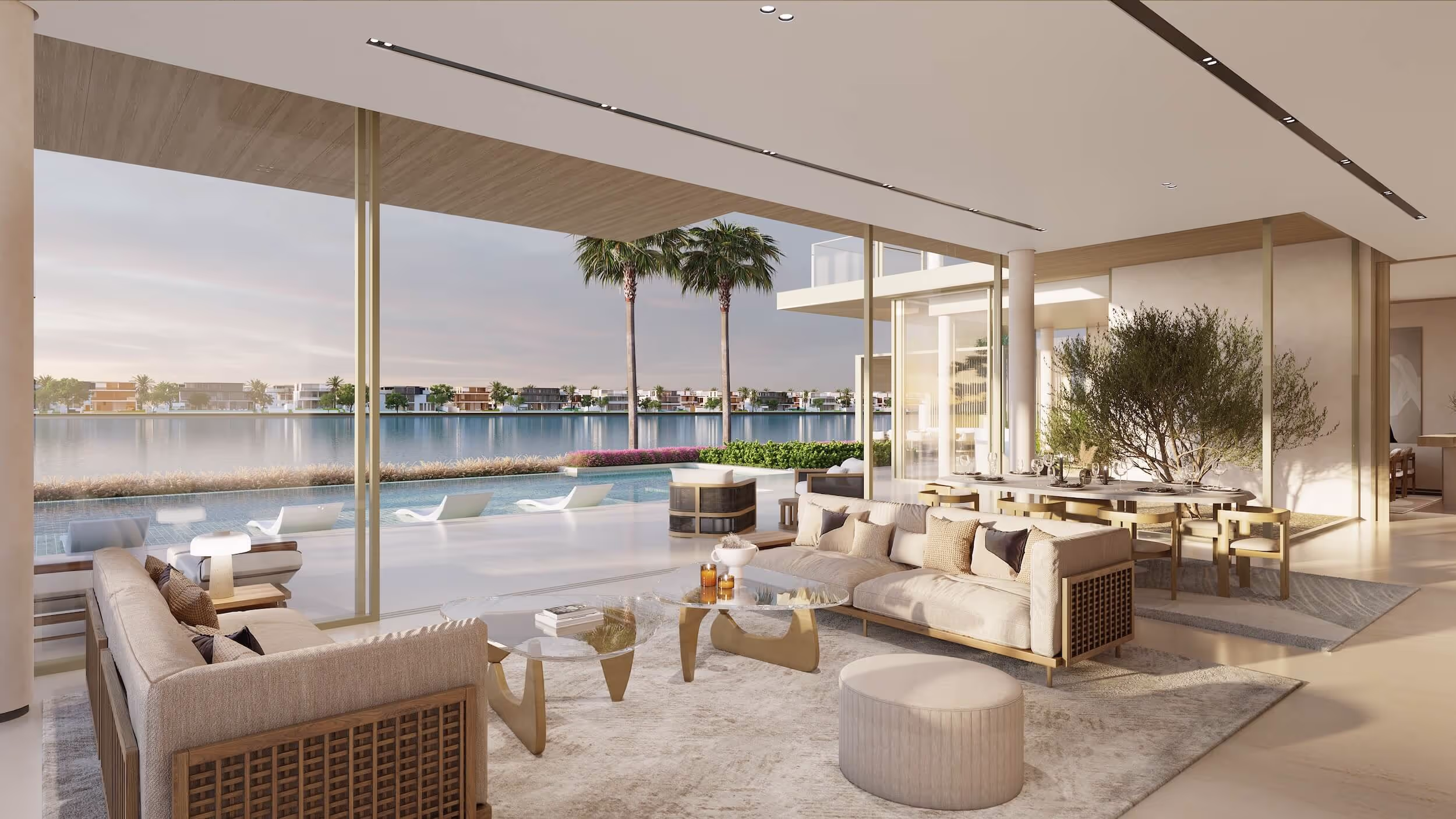 The perfect setting for relaxation: Coral Collection Villa's living area with comfortable seating and ocean views.