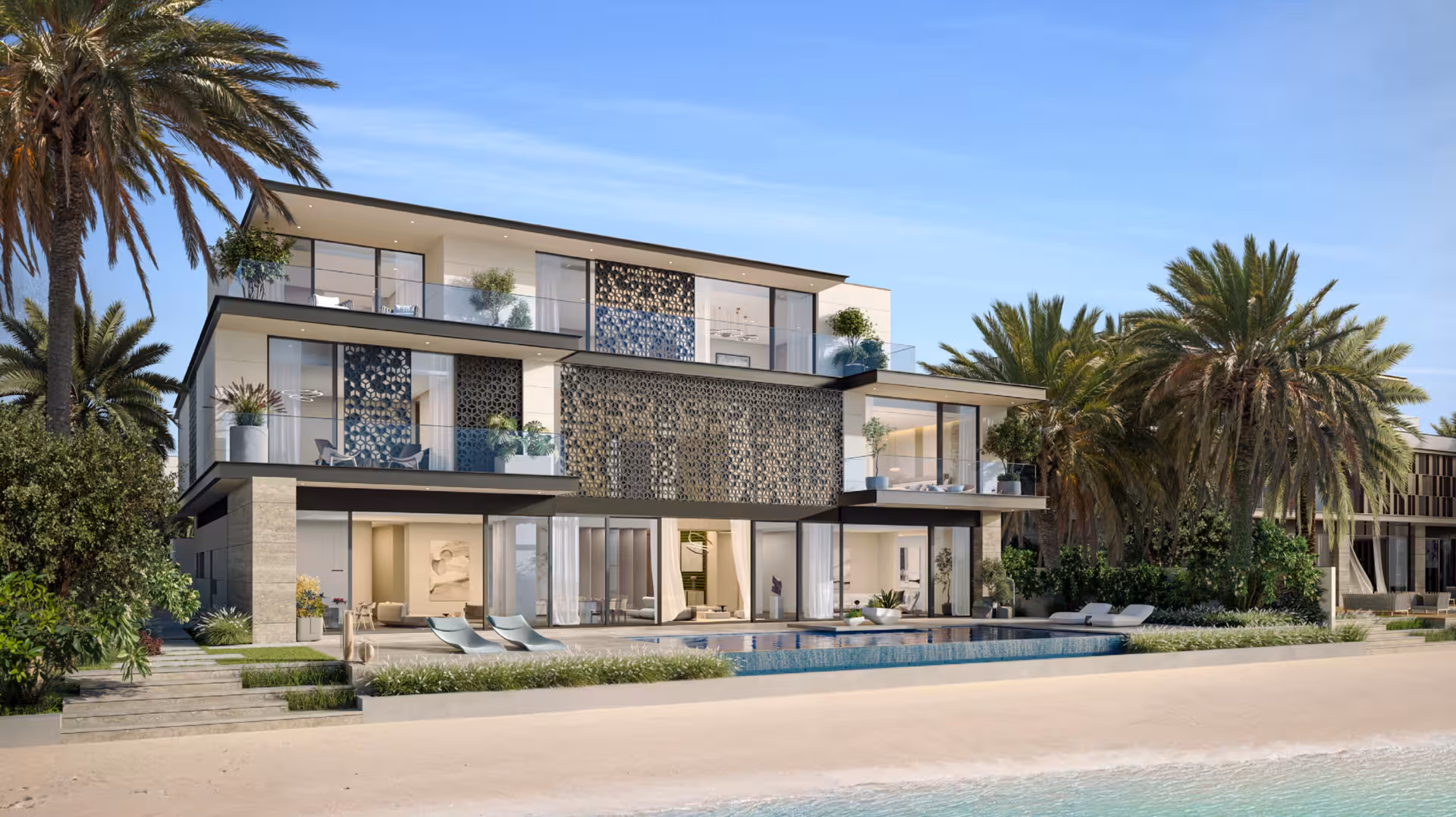 Experience the Caribbean lifestyle in this luxurious coral villa with a pool.