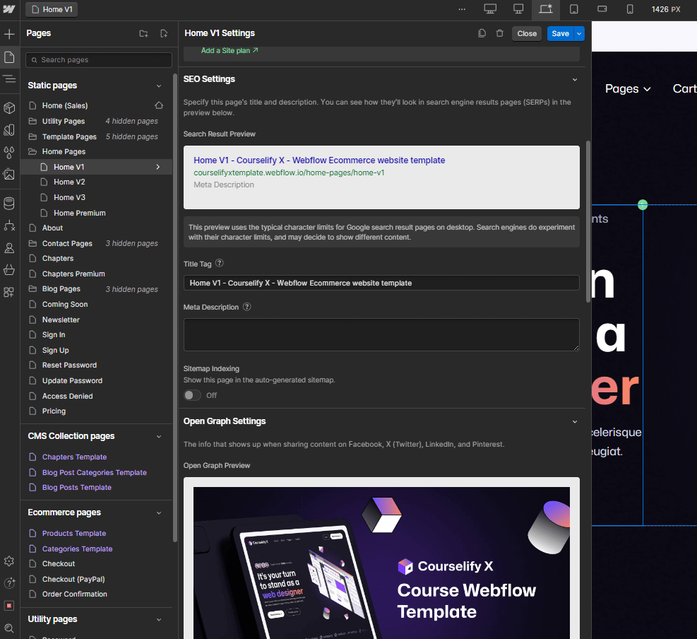SEO - Courselify X Webflow Template