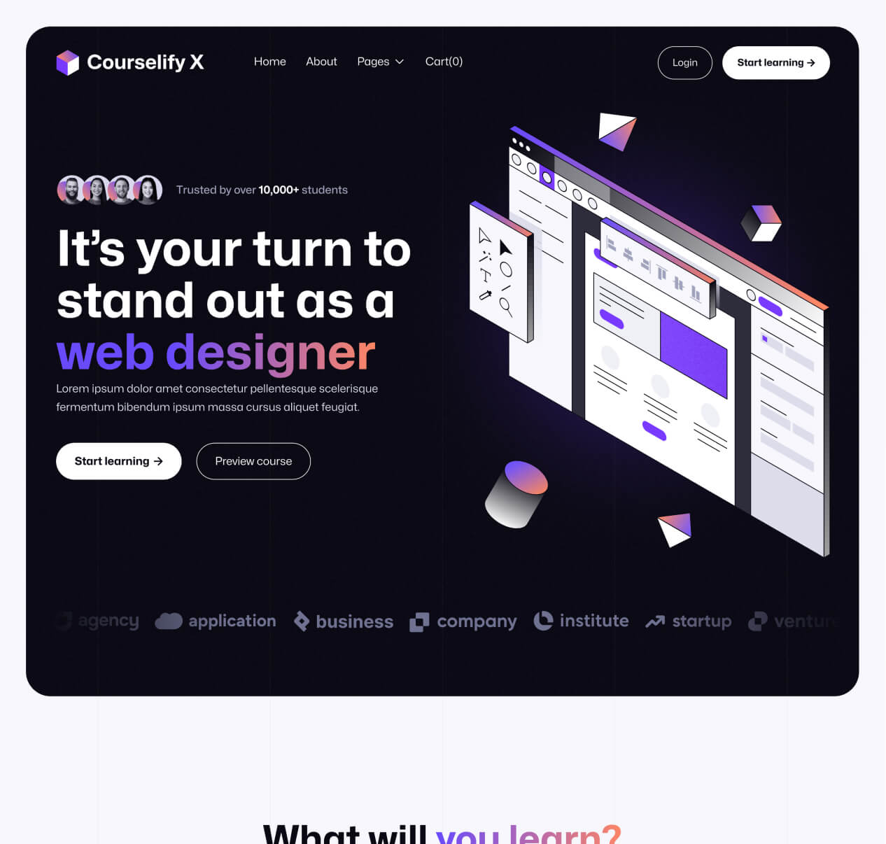 Courselify X - Home V1 Page - Course Webflow Template