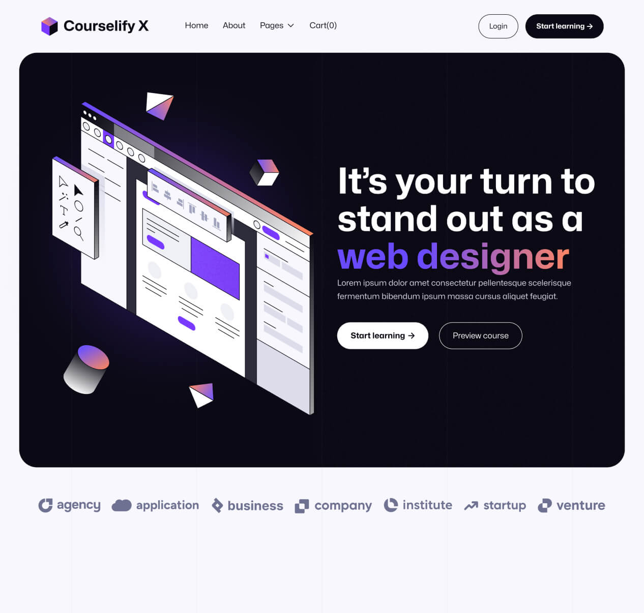 Courselify X - Home V2 Page - Course Webflow Template