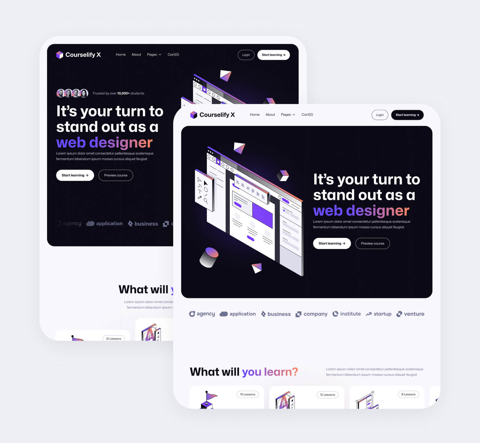 Courselify X - 28+ Pages Included - Course Webflow Template