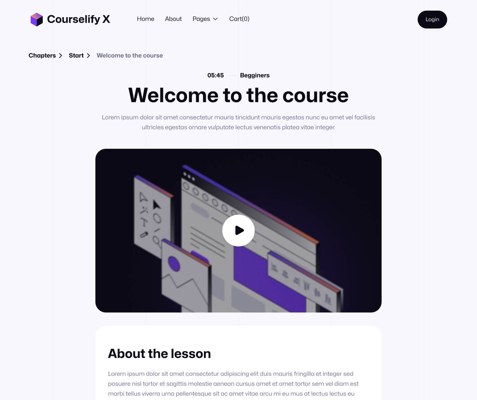 Courselify X - Lesson Single Premium Page - Course Webflow Template