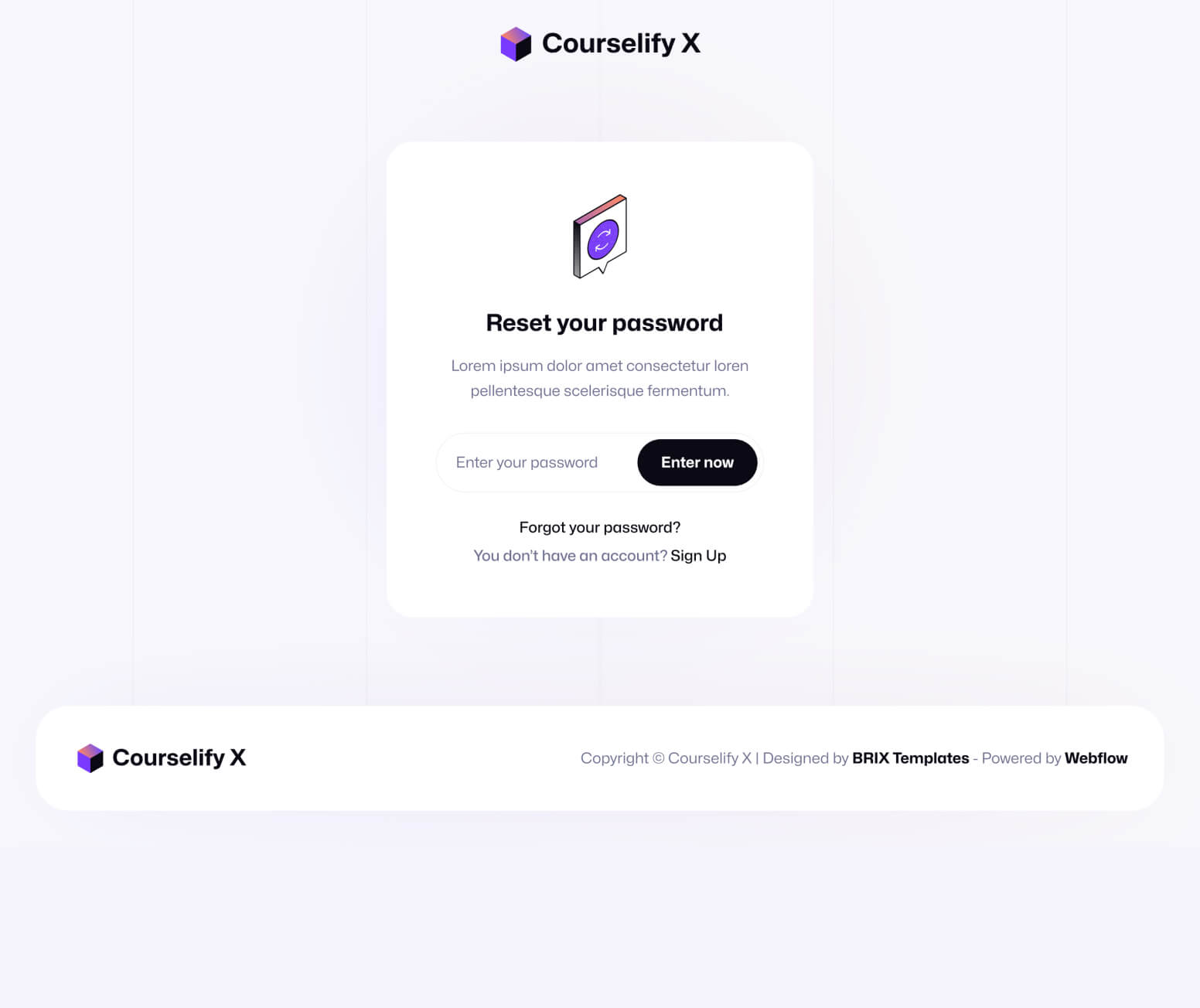 Courselify X - Reset Password Page - Course Webflow Template