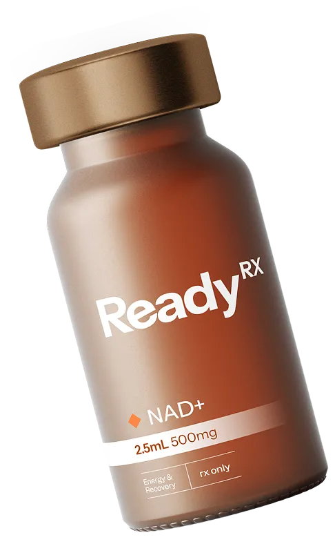 ReadyRx NAD+ supplement bottle with bronze cap, 2.5mL 500mg