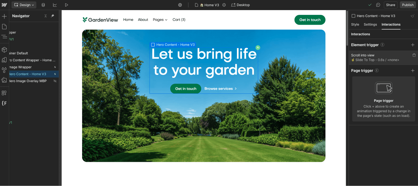 Animations - GardenView Webflow Template | BRIX Templates