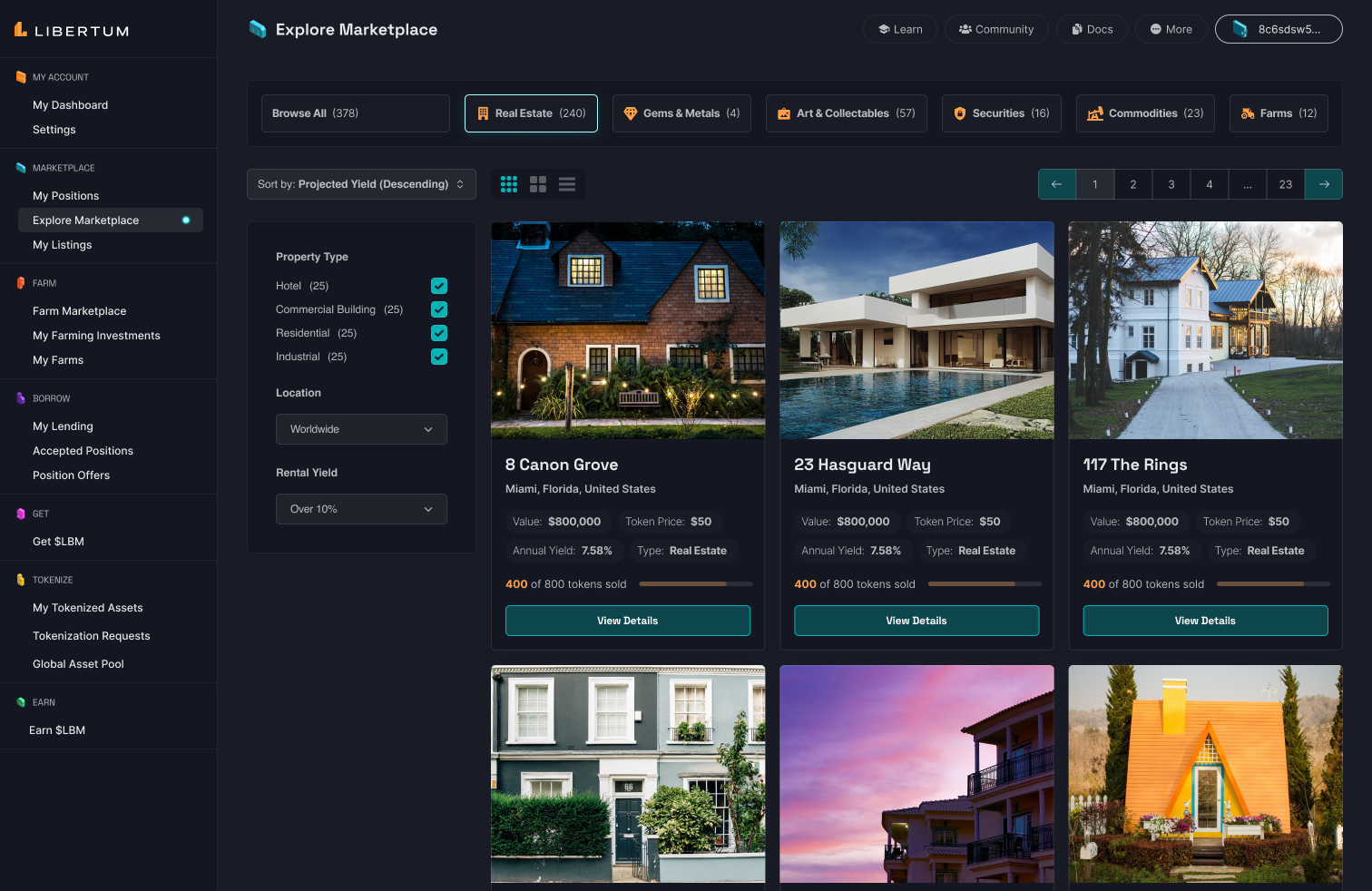 Explore Libertum Marketplace Dashboard Design