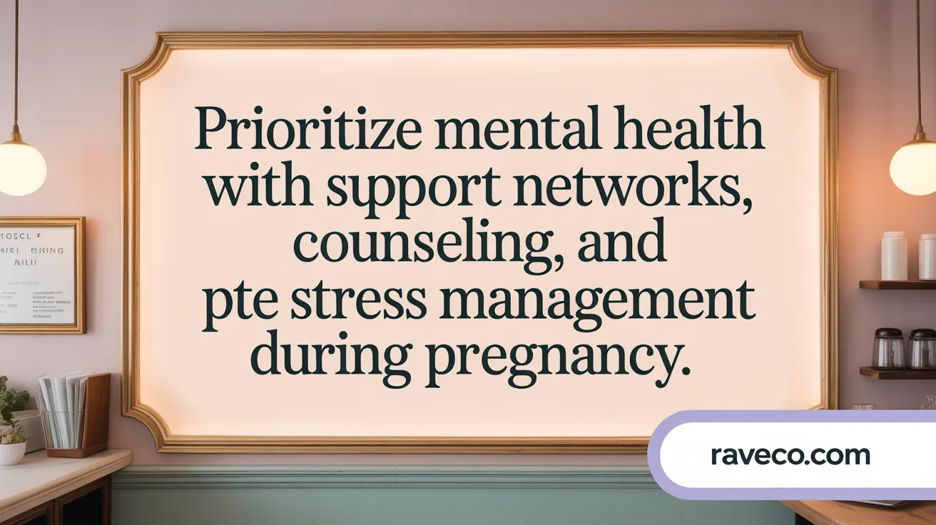 Prioritize mental health with support networks, counseling, and stress management during pregnancy.