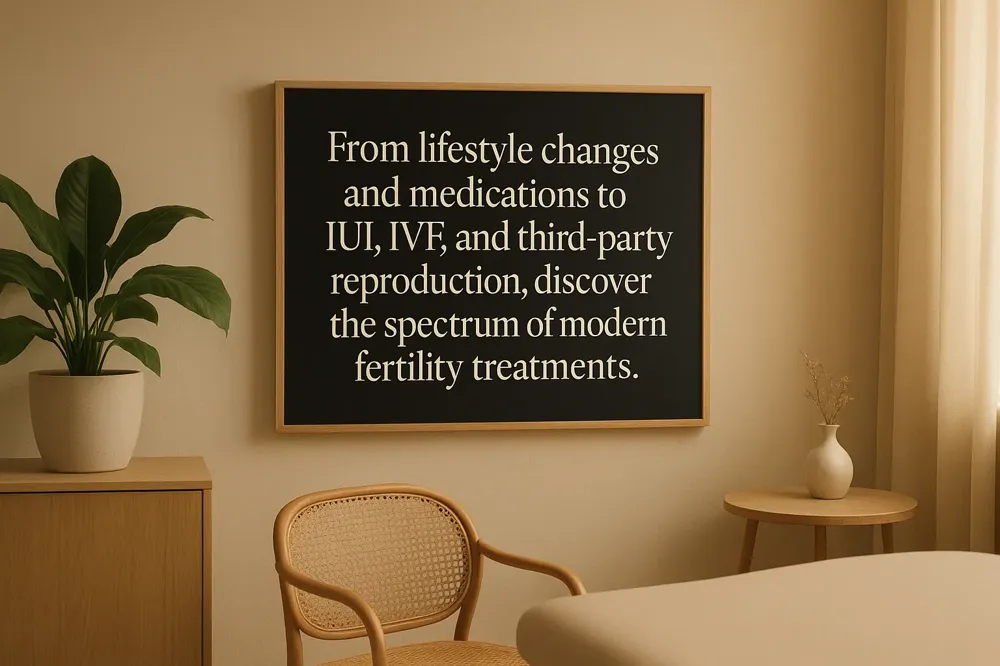 From lifestyle changes and medications to IUI, IVF, and third-party reproduction, discover the spectrum of modern fertility treatments.