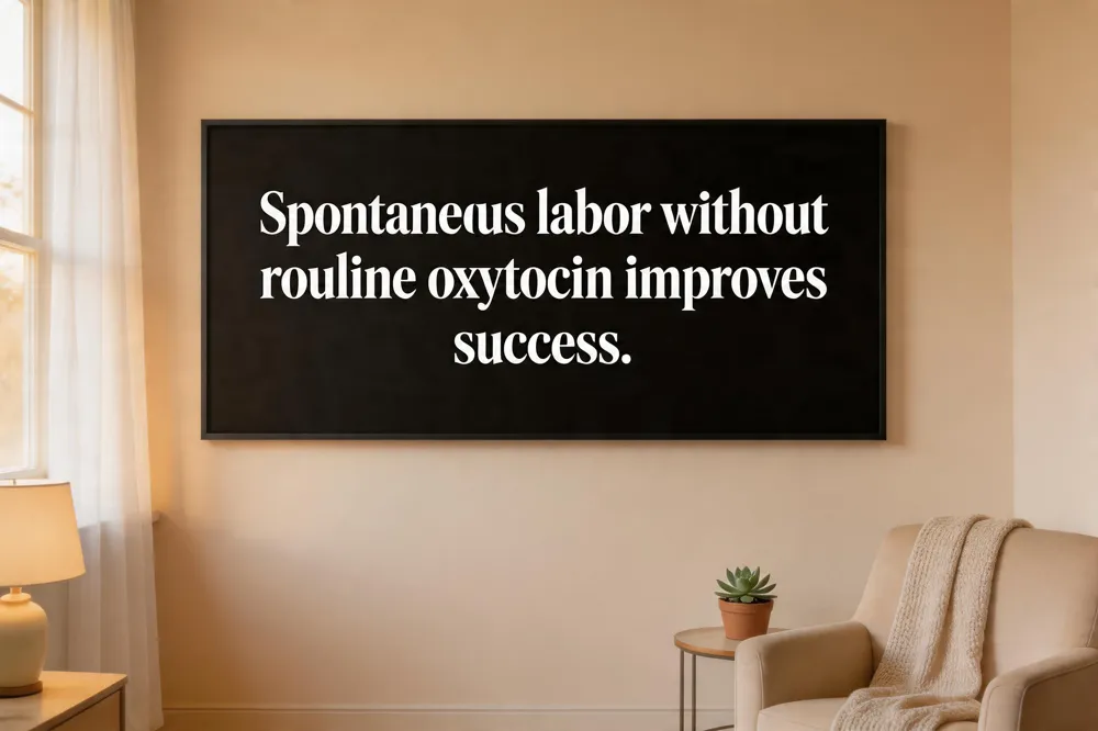 Spontaneous labor without routine oxytocin improves success.