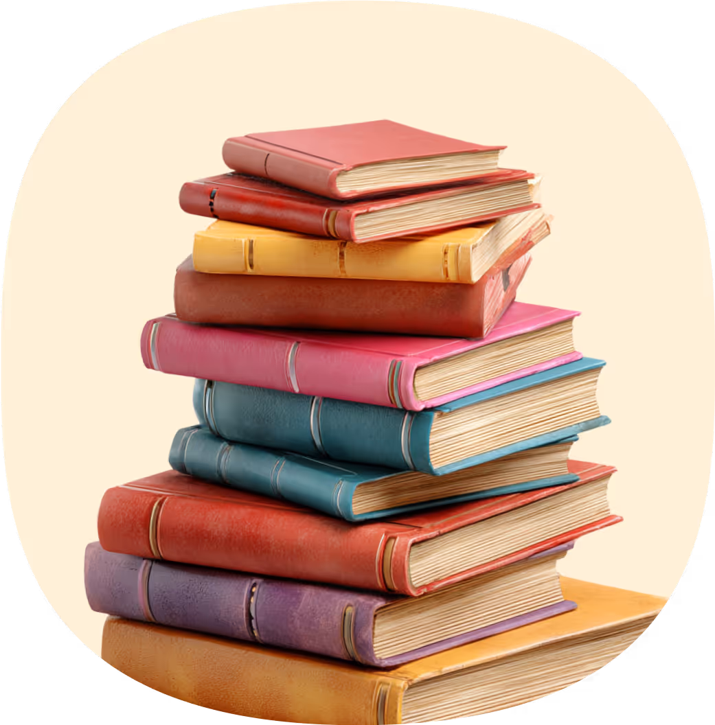 Stack of books symbolizing STEM Fellowship library resources for science and education