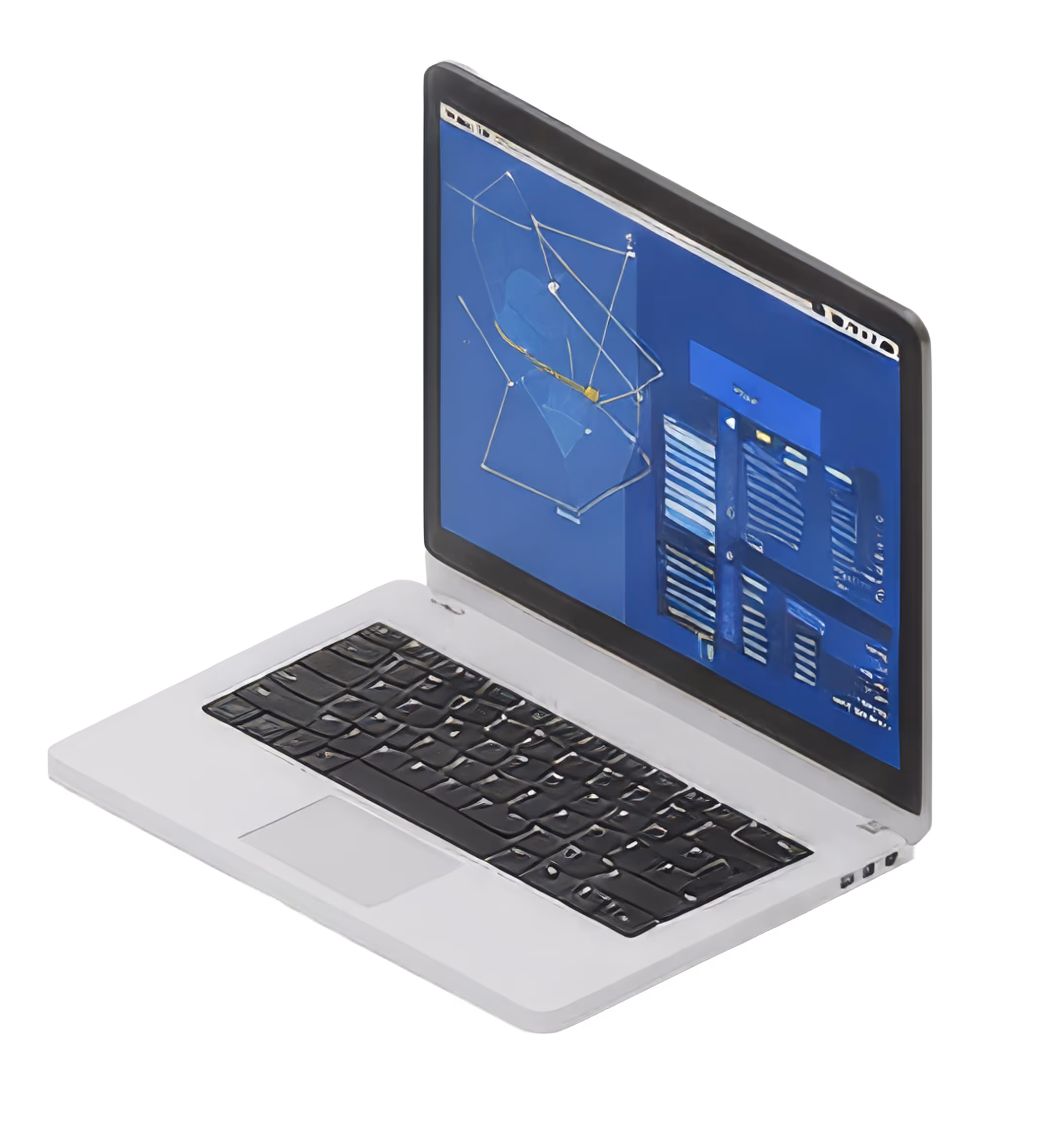 Laptop with data visualization and STEM software for science and technology learning