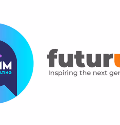 Futurum logo with tagline 'Inspiring the next generation' alongside a circular icon featuring a speech bubble and the text 'IM Consulting'.