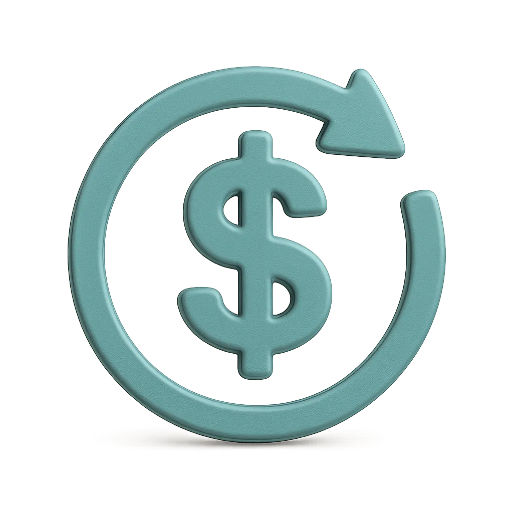 Dollar sign with circular arrow symbolizing financial rotation or investment cycles.