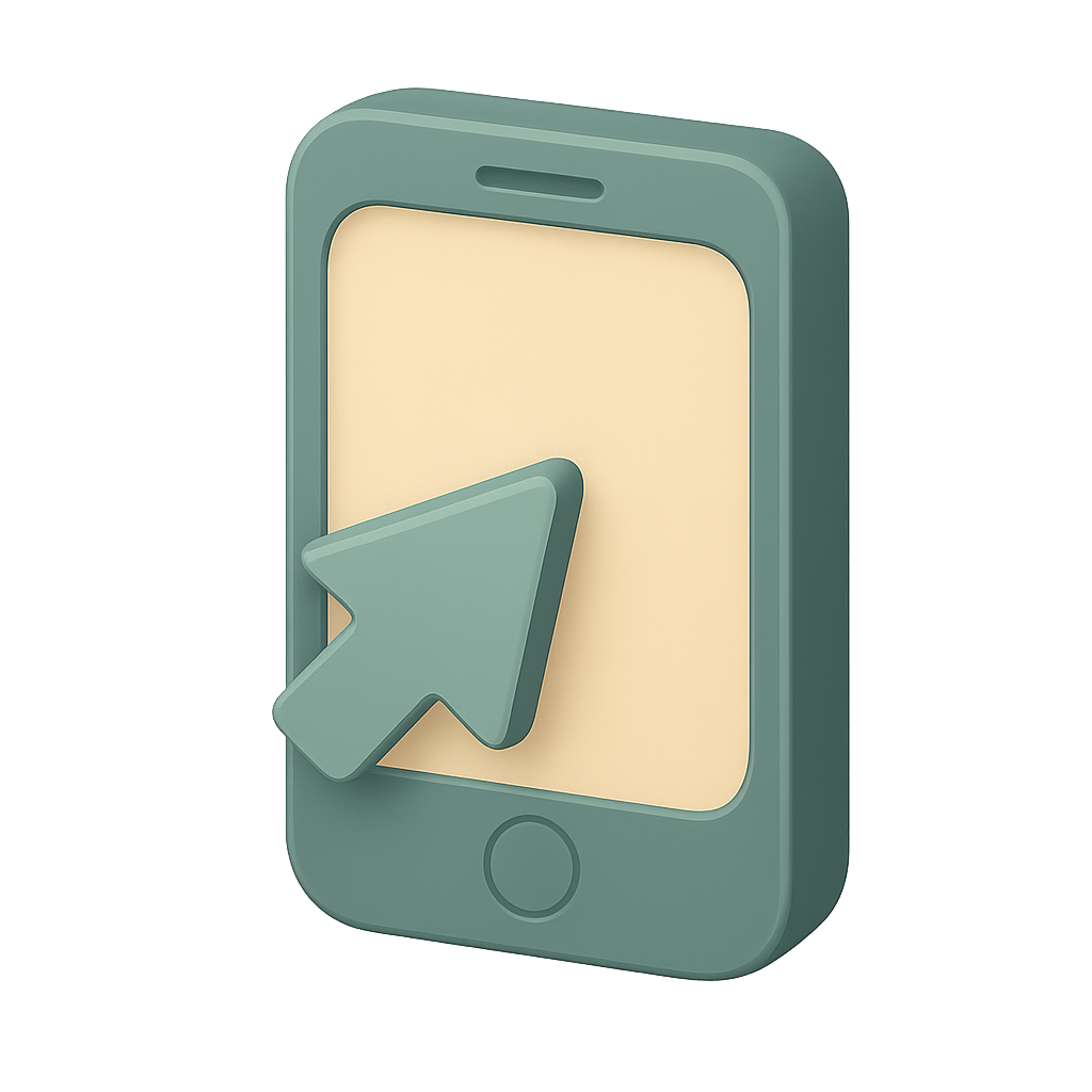 Minimalist 3D phone illustration in orange basket.