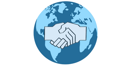 A handshake depicted in front of the Eartg.