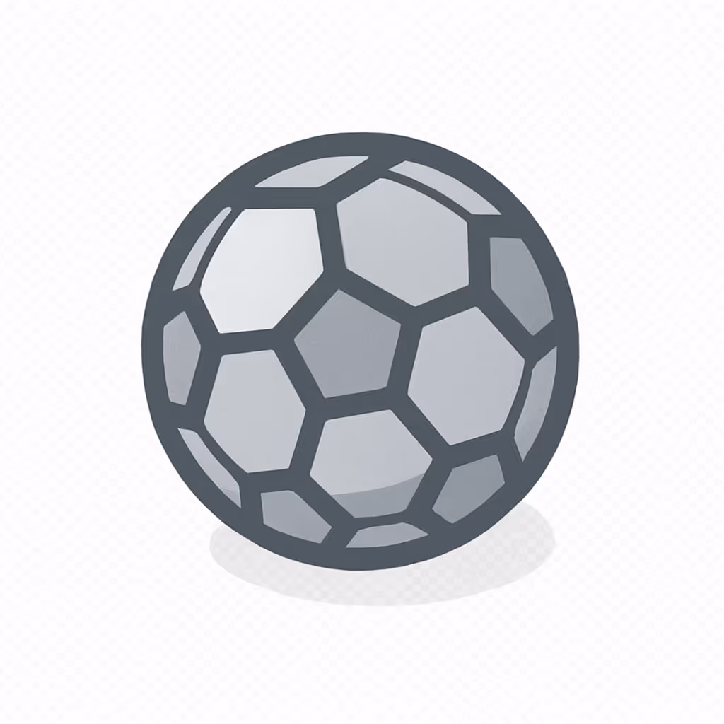 Gray and white soccer ball with pentagon and hexagon patterns casting a shadow.