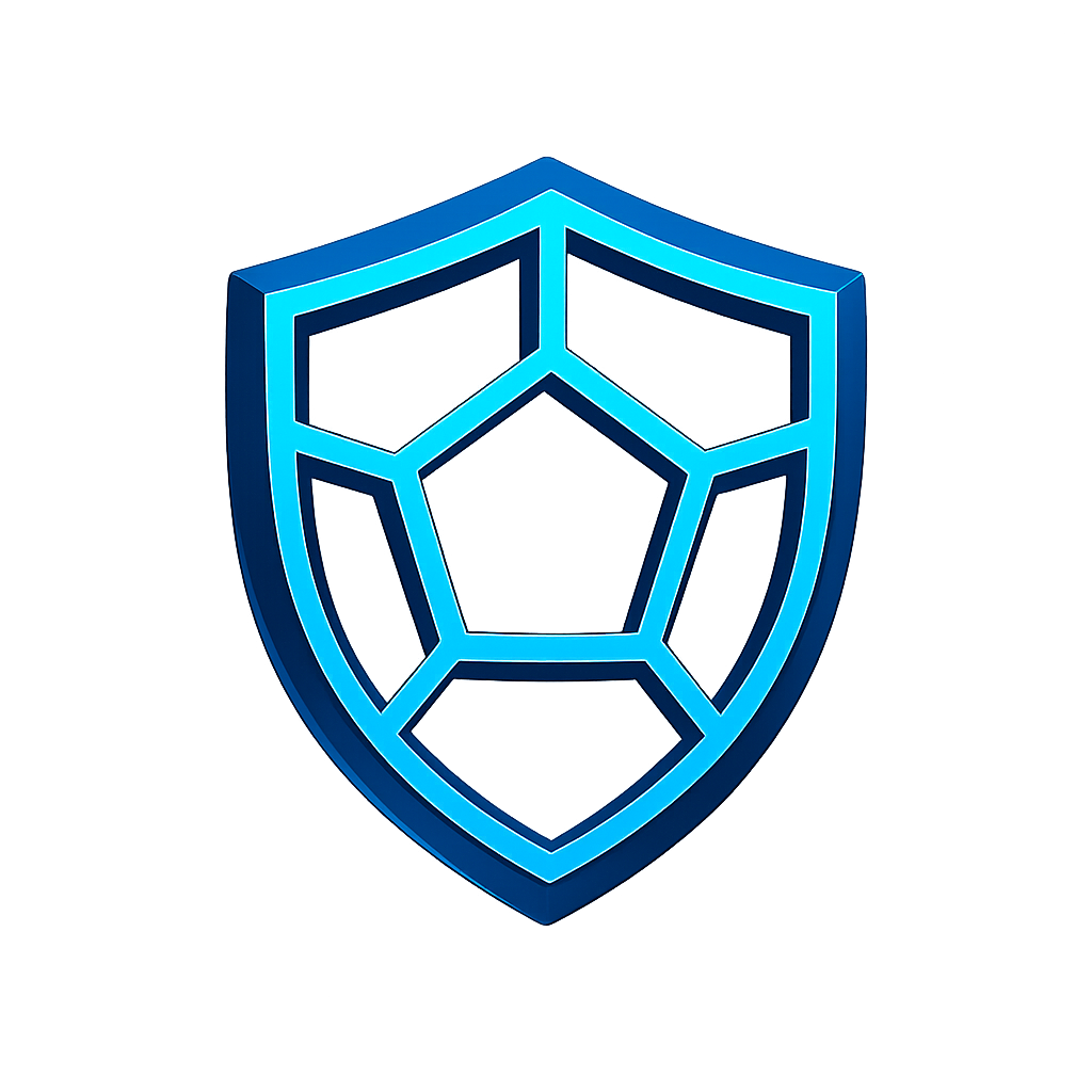 Glowing neon blue whistle icon on a dark background.