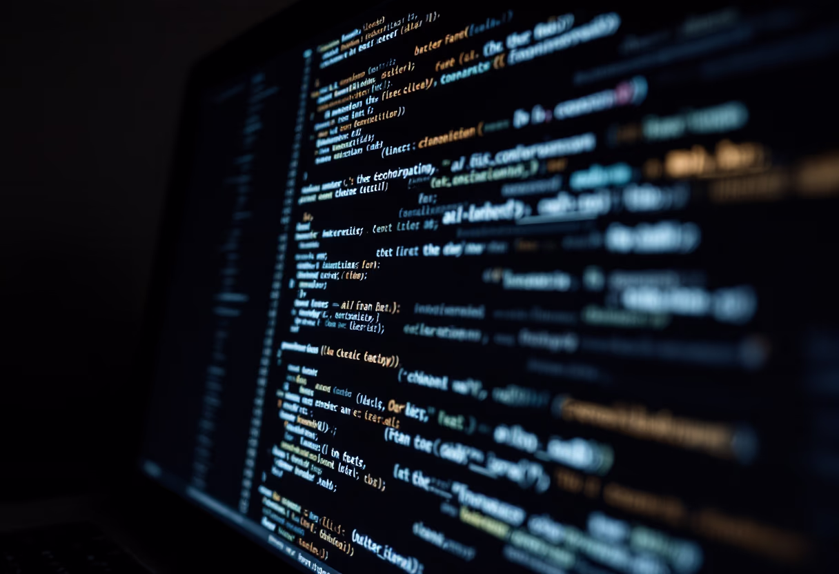 [background image] image of coding on a computer screen (for an ai fintech company)