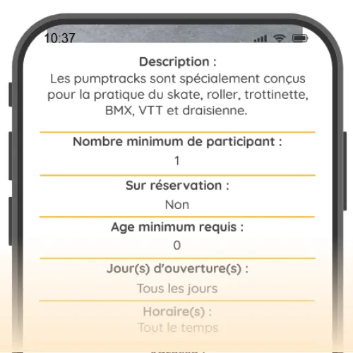 Image montrant un extrait des infos pratiques d'une activité