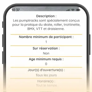 Image montrant un extrait des infos pratiques d'une activité