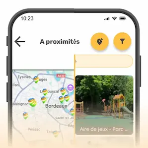 Image scindée en deux montrant d'un coté un extrait de la carte et de l'autre un extrait d'une activité