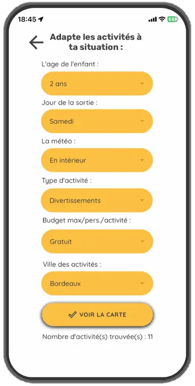 Filtres pour trouver des aires de jeux adaptées à la famille
