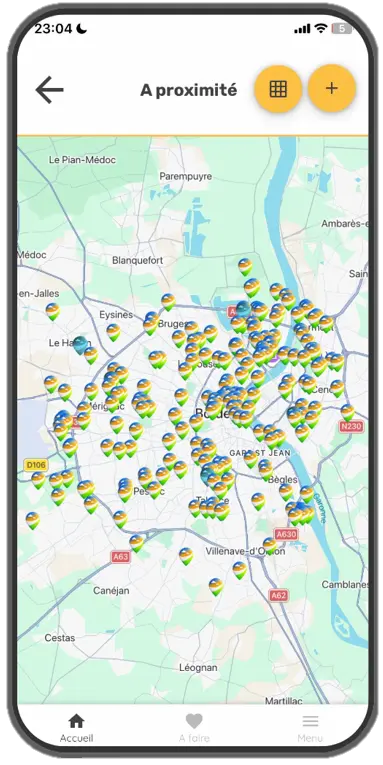 La carte où il y a toutes les aires de jeux
