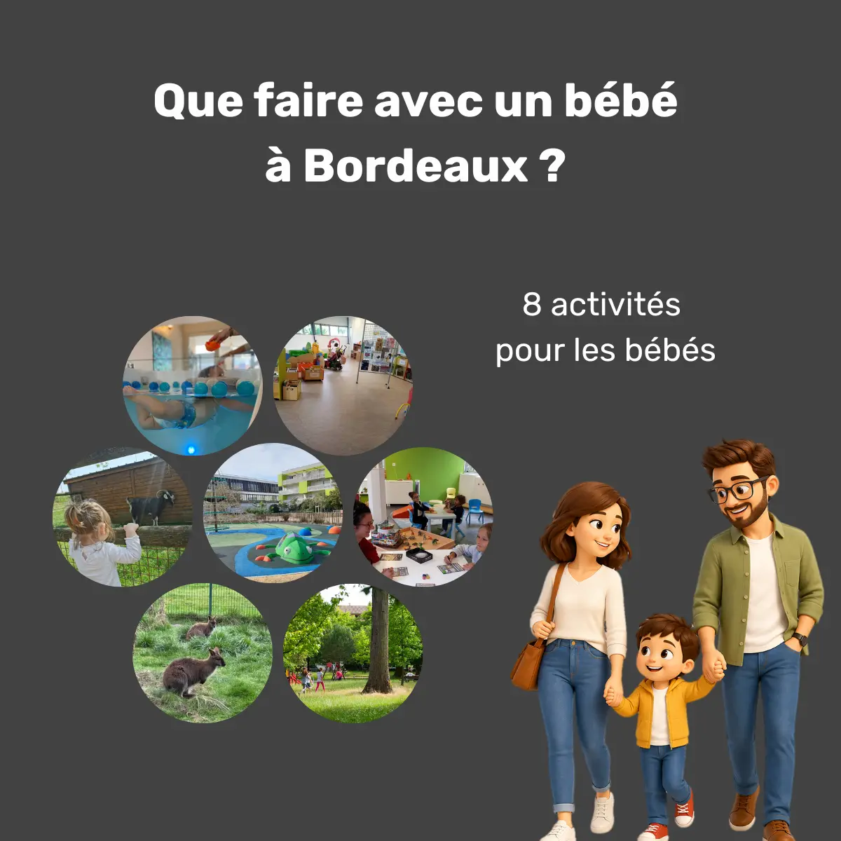 bébé en sortie avec ses parents dans un parc de la métropole bordelaise