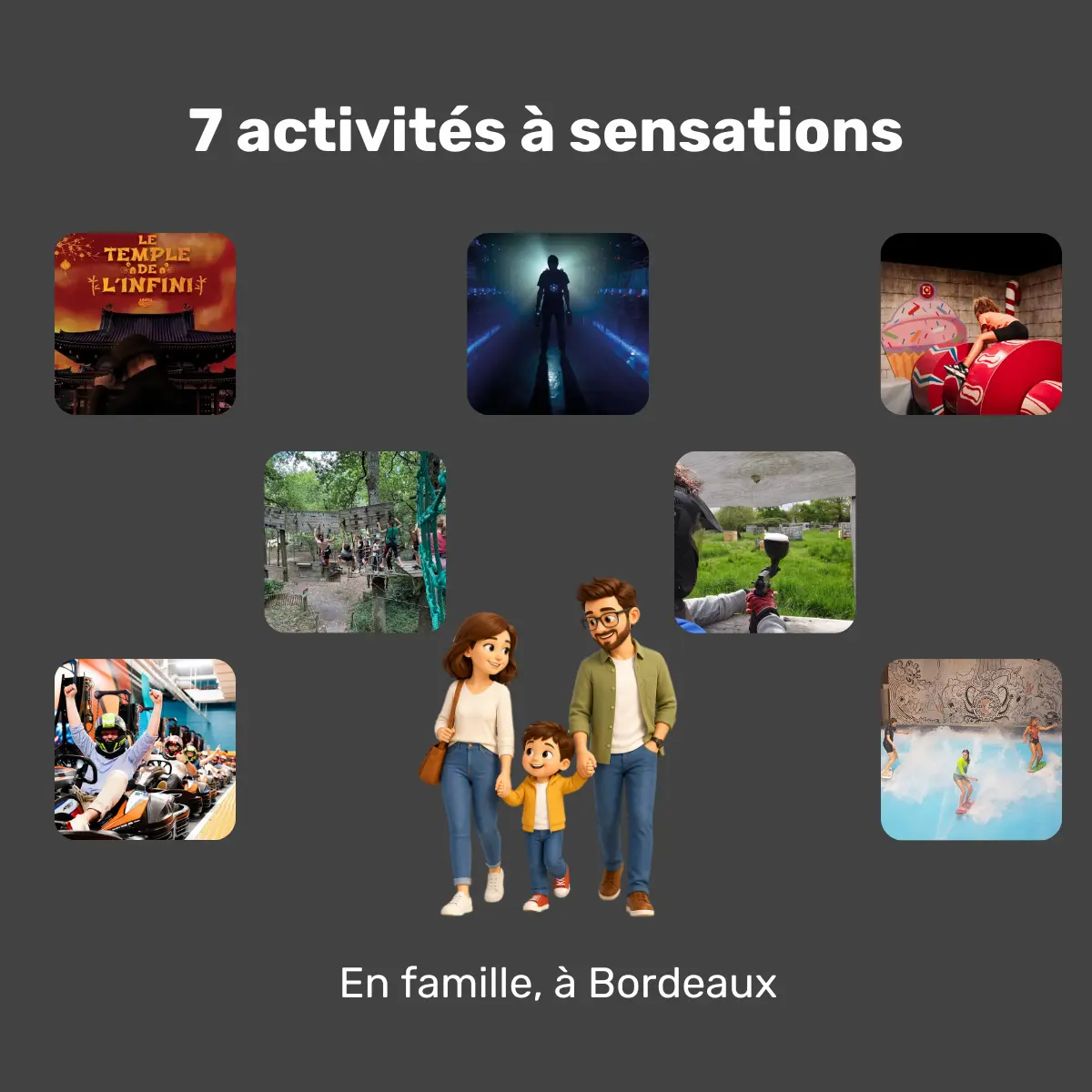famille profitant d’une activité à sensations à Bordeaux