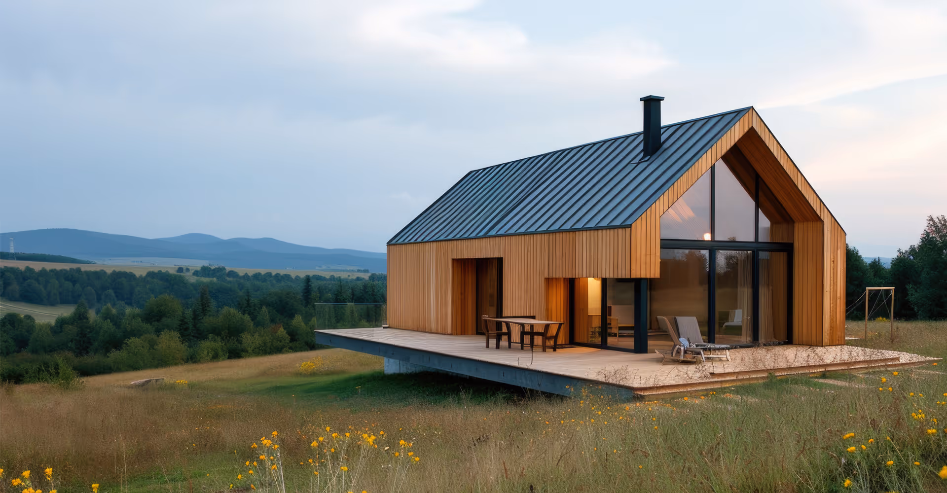 Twilight Serenity at Coastal Modern Home Freepik AI
