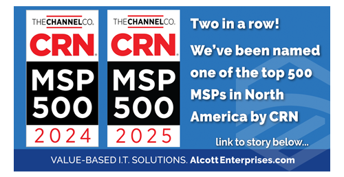 Alcott Enterprises CRN Top 500 MSPs Two Years in Row