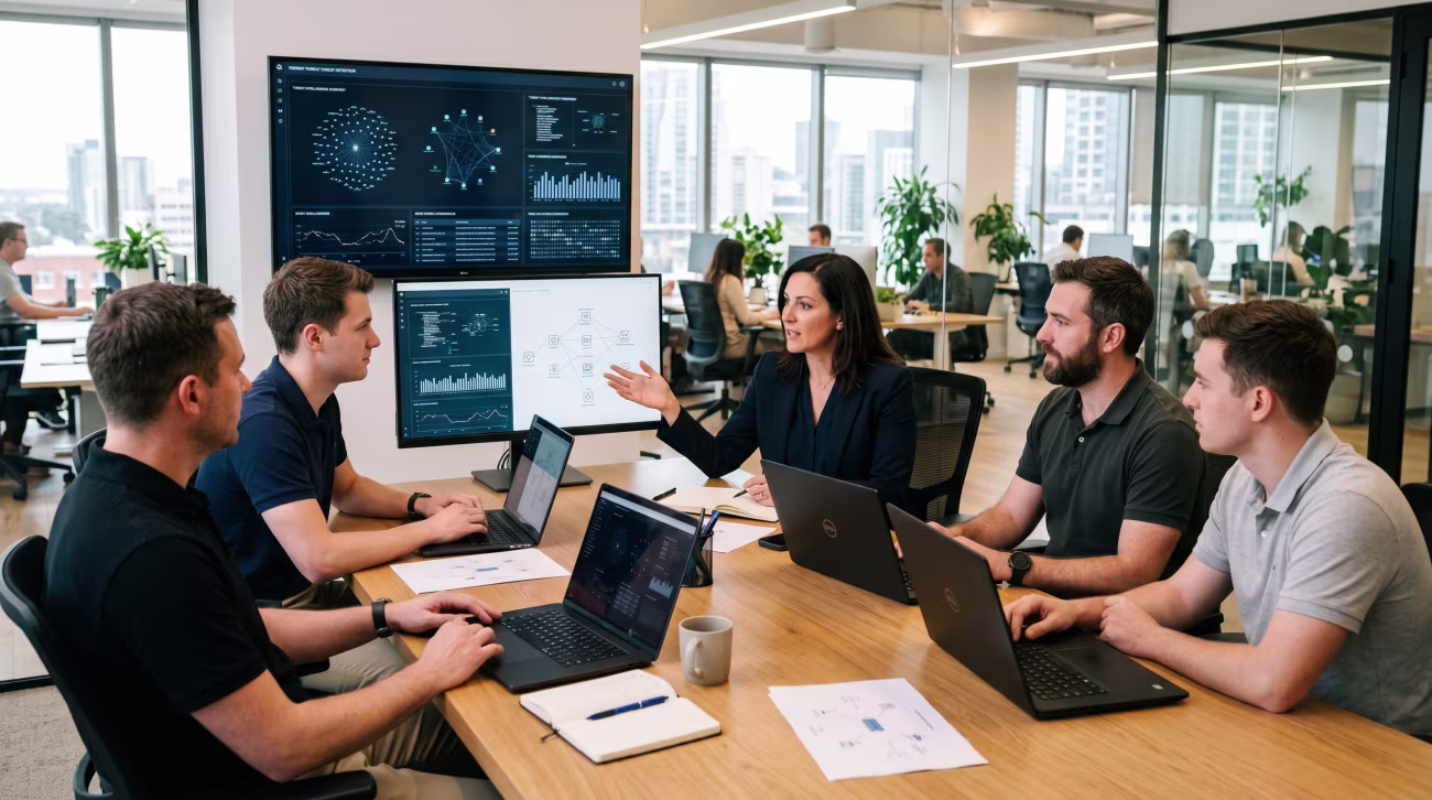 Technical team collaborating on identity threat detection and response