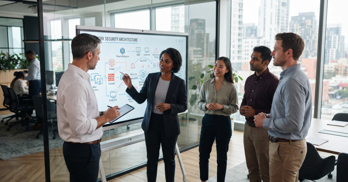 Team discussing zero trust security architecture