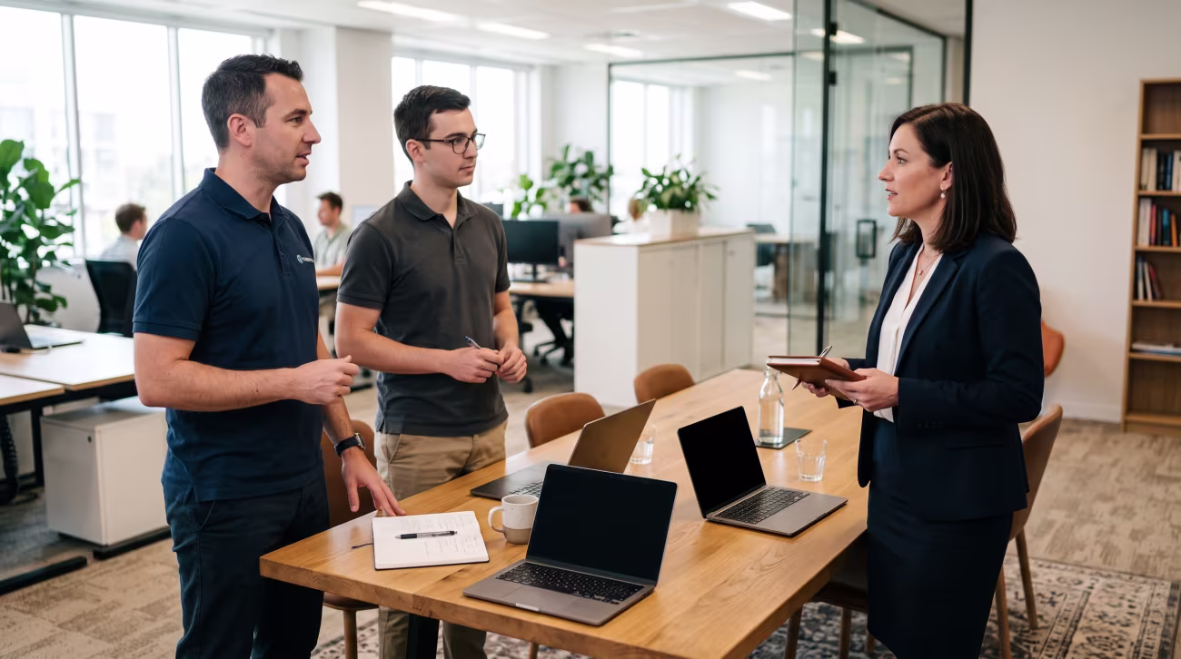 Team discussing zero-trust security model