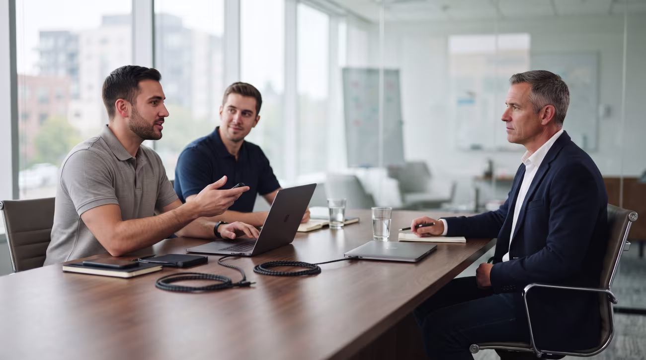 Two men presenting technology roadmap