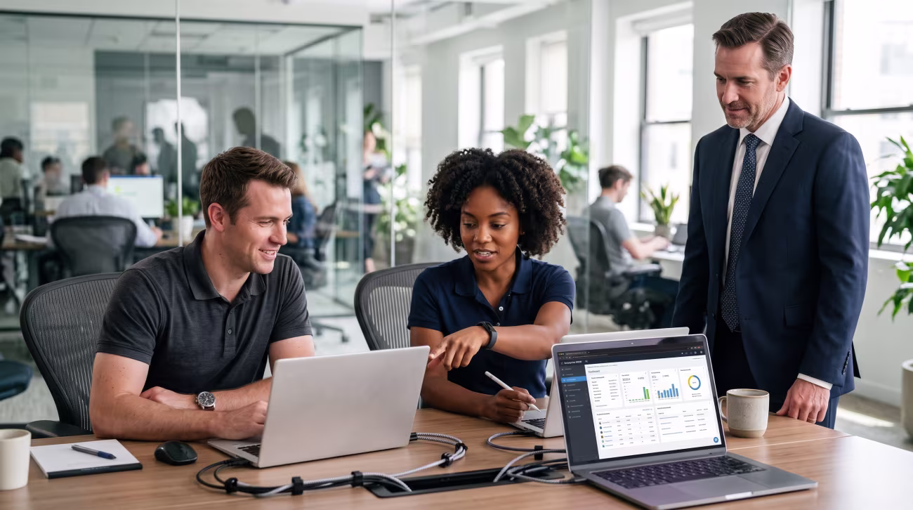 IT team using enterprise device management