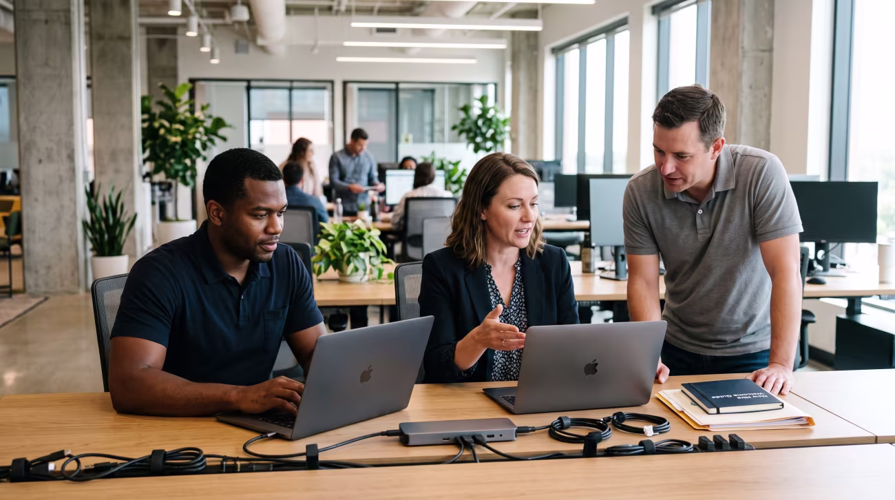 Team collaborating during managed IT onboarding