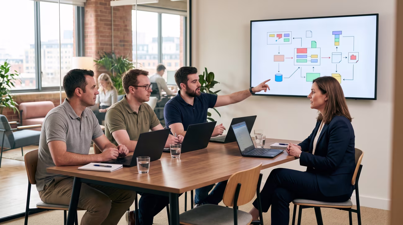 Team collaborating during managed IT onboarding
