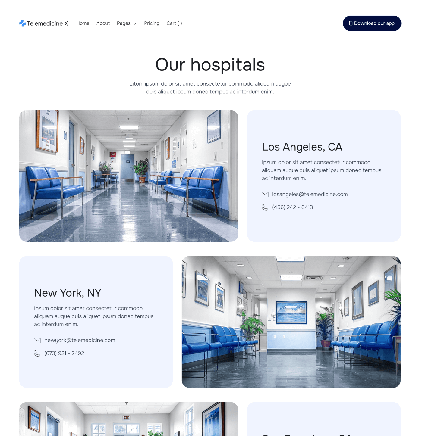 Telemedicine X - Hospitals Main Page - Telemedicine Hospital Webflow Template